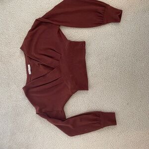 Free People Cropped Burnt Orange Henley Sweater Size XS